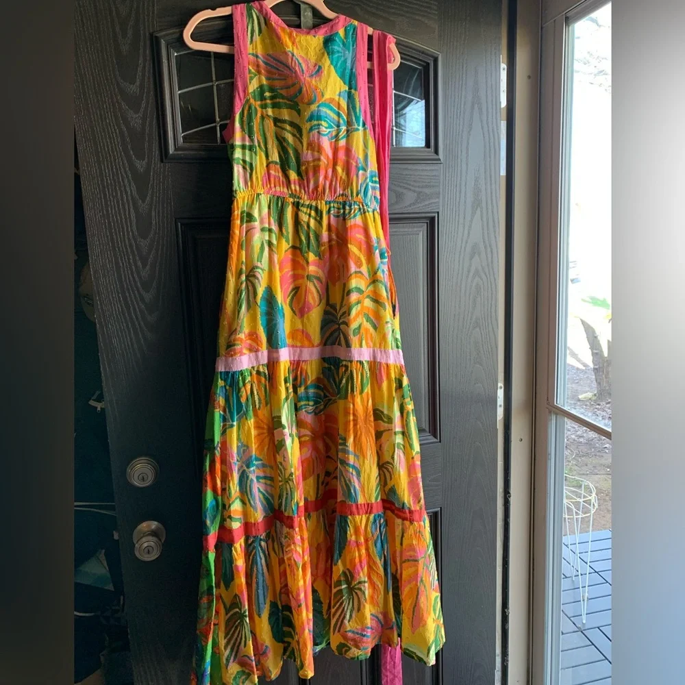 Vibrant Farm Rio by Anthropologie Palm wrap maxi dress - 100% Cotton. - Picture 9 of 16